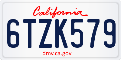 CA license plate 6TZK579