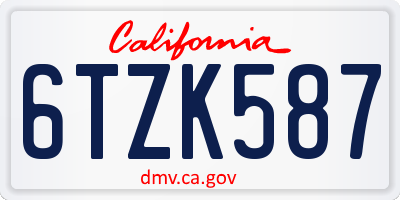 CA license plate 6TZK587
