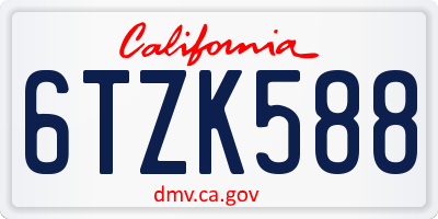 CA license plate 6TZK588