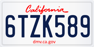CA license plate 6TZK589