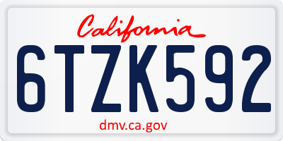 CA license plate 6TZK592