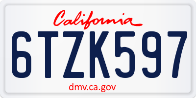 CA license plate 6TZK597
