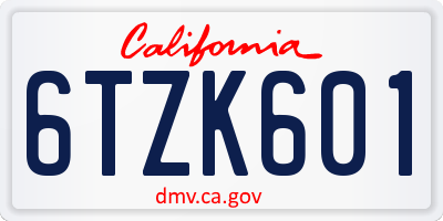 CA license plate 6TZK601