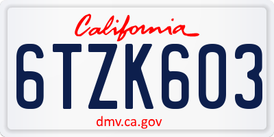 CA license plate 6TZK603