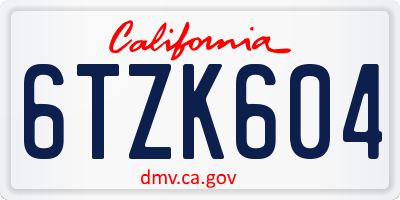 CA license plate 6TZK604
