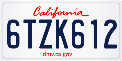 CA license plate 6TZK612