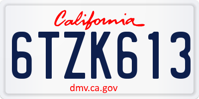 CA license plate 6TZK613