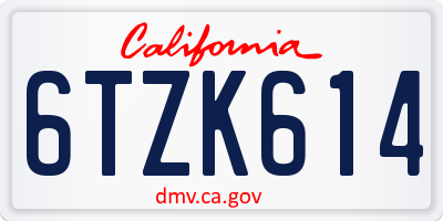 CA license plate 6TZK614