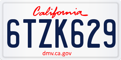CA license plate 6TZK629