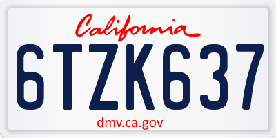 CA license plate 6TZK637