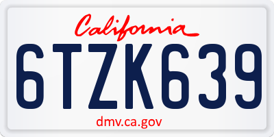 CA license plate 6TZK639