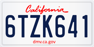 CA license plate 6TZK641