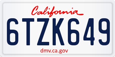 CA license plate 6TZK649