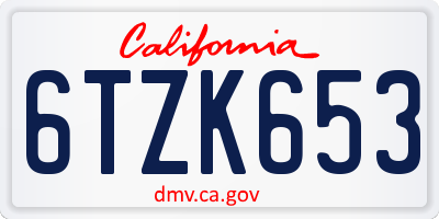 CA license plate 6TZK653