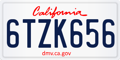 CA license plate 6TZK656
