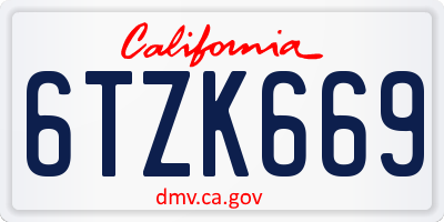 CA license plate 6TZK669