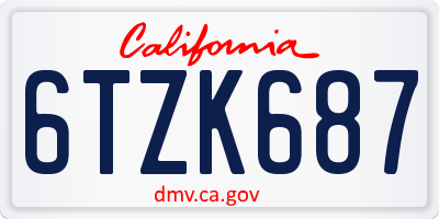CA license plate 6TZK687