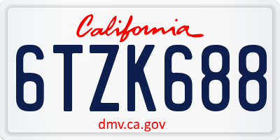 CA license plate 6TZK688