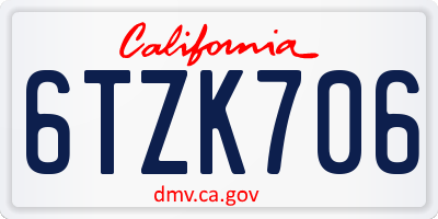 CA license plate 6TZK706
