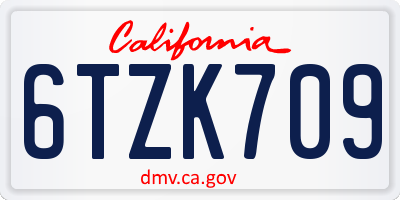 CA license plate 6TZK709