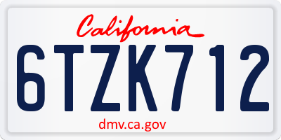 CA license plate 6TZK712