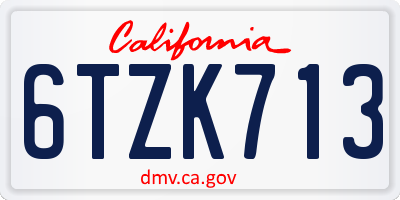 CA license plate 6TZK713