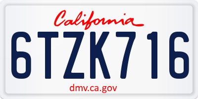 CA license plate 6TZK716