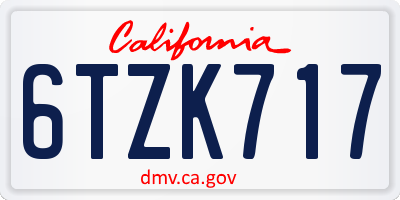 CA license plate 6TZK717