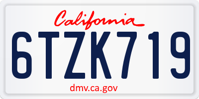 CA license plate 6TZK719