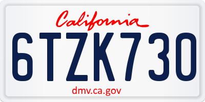 CA license plate 6TZK730