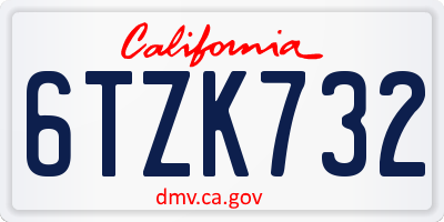 CA license plate 6TZK732