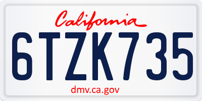 CA license plate 6TZK735