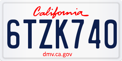 CA license plate 6TZK740