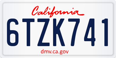 CA license plate 6TZK741