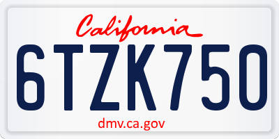 CA license plate 6TZK750