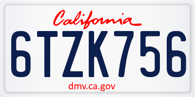 CA license plate 6TZK756