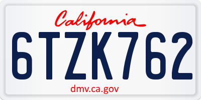 CA license plate 6TZK762