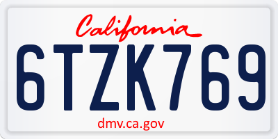 CA license plate 6TZK769