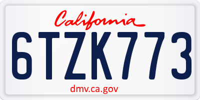 CA license plate 6TZK773