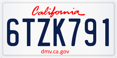 CA license plate 6TZK791