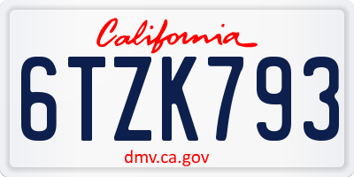 CA license plate 6TZK793