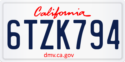 CA license plate 6TZK794