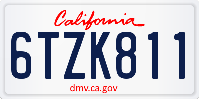 CA license plate 6TZK811