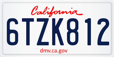 CA license plate 6TZK812