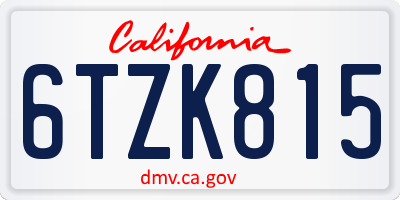CA license plate 6TZK815