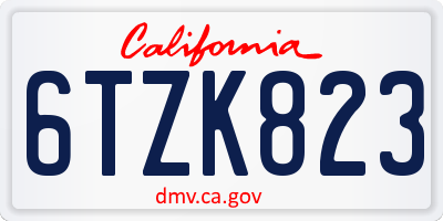 CA license plate 6TZK823