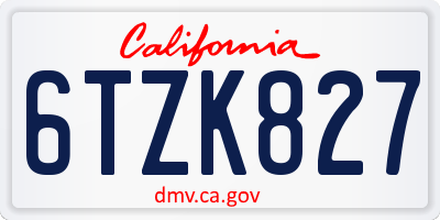 CA license plate 6TZK827