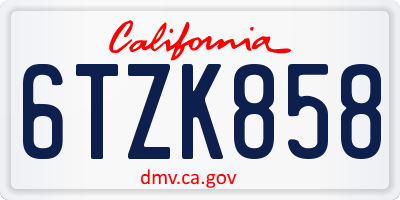 CA license plate 6TZK858