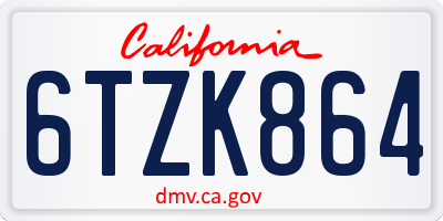 CA license plate 6TZK864