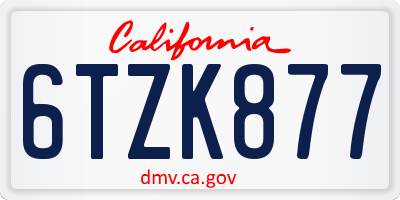 CA license plate 6TZK877